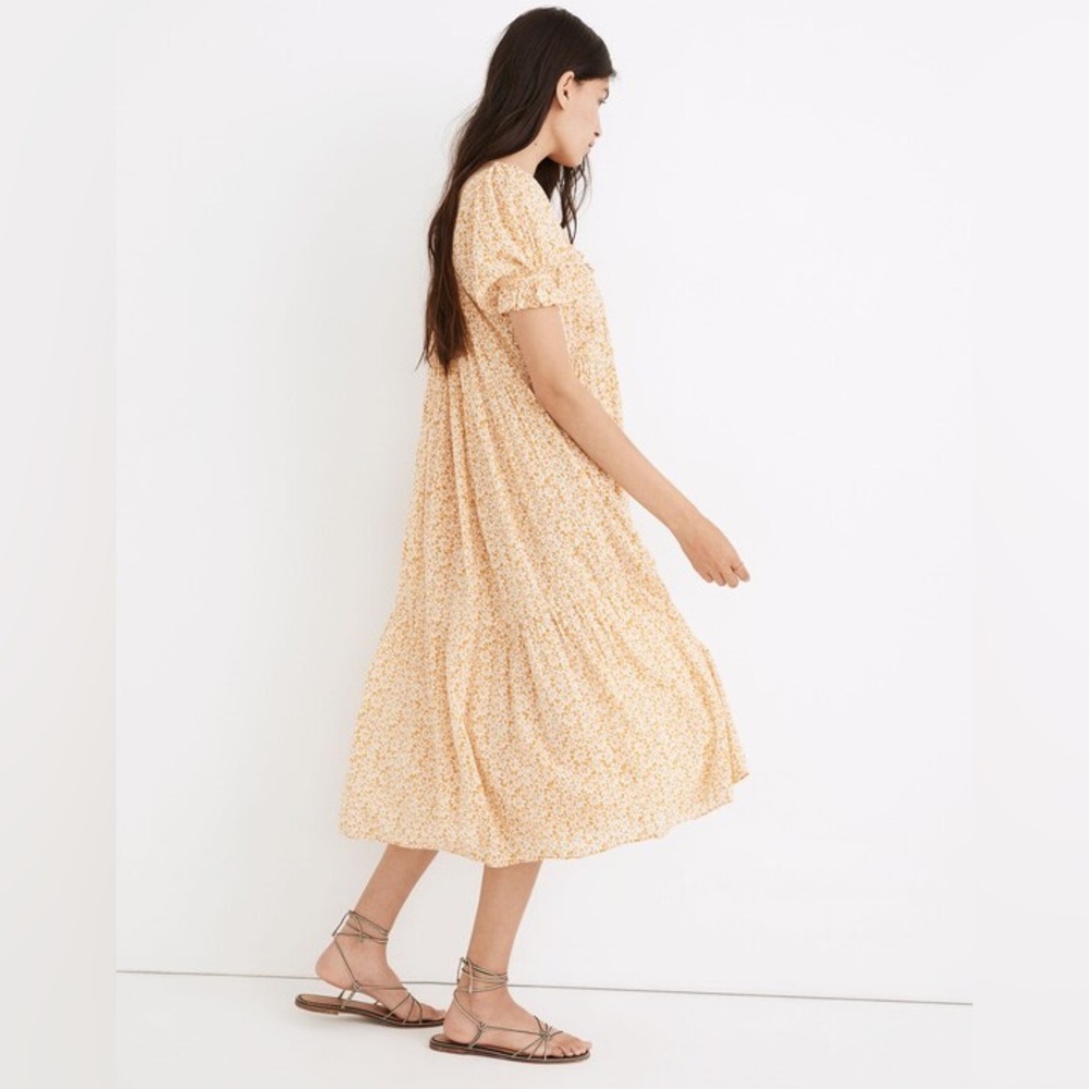 Madewell Square-Neck Tiered Midi Dress - Picture 2 of 9